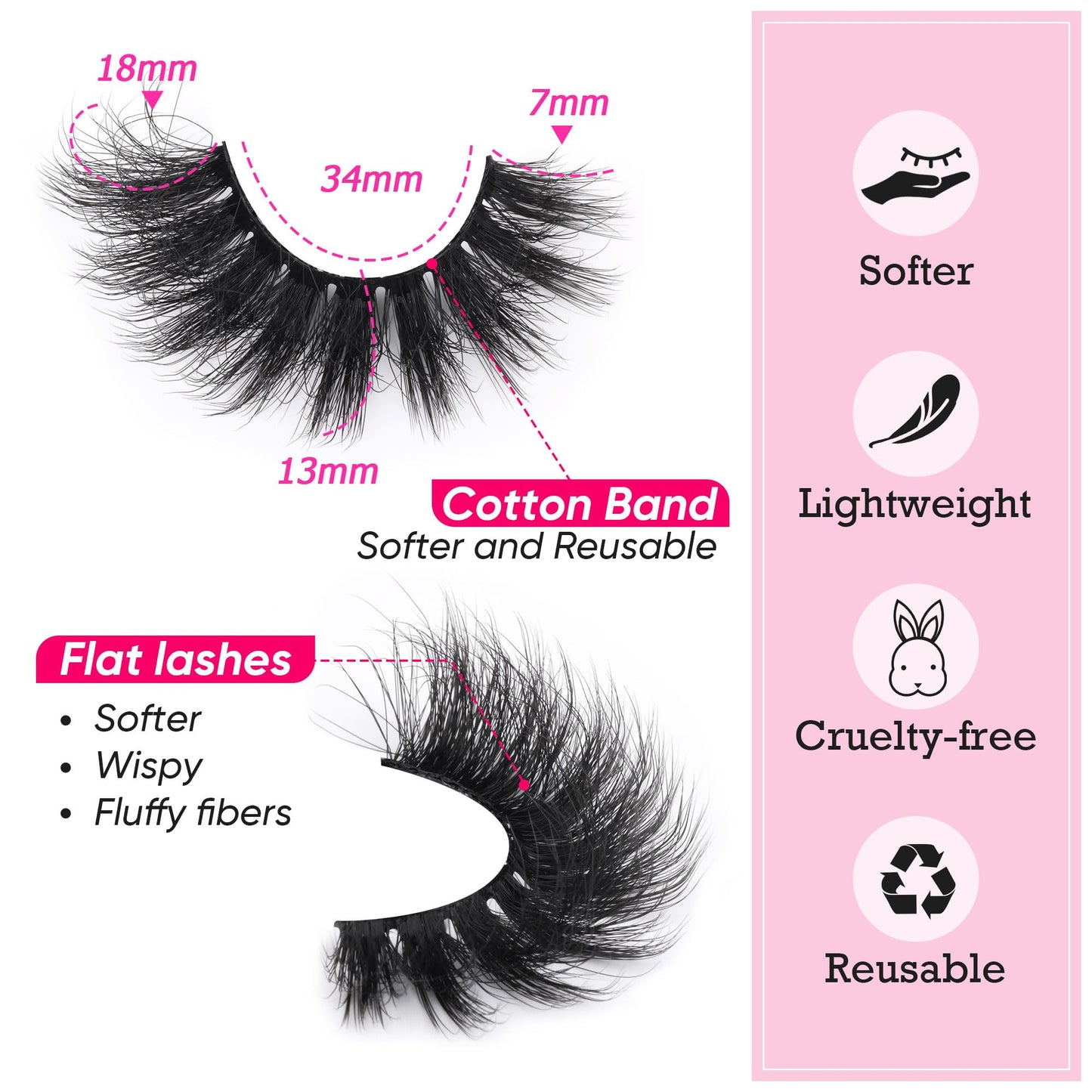 Mink Lashes Fluffy False Eyelashes 18mm Dramatic Faux Mink Eyelashes Natural Look Cat Eye Volume Eye Lashes Multipack by Focipeysa