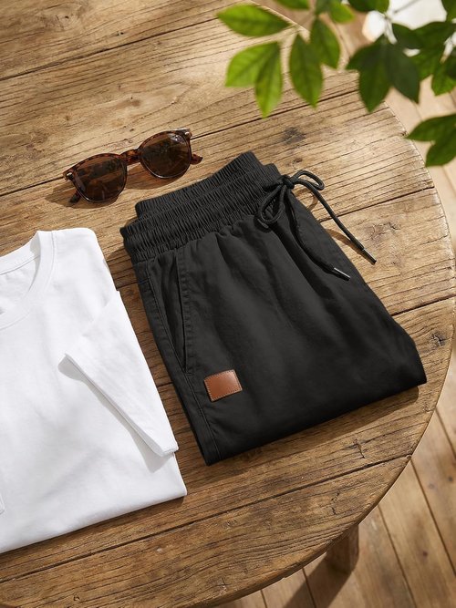 JMIERR Men's Casual Shorts - Stretch Cotton Drawstring Twill Golf Shorts for Summer Beach Wear
