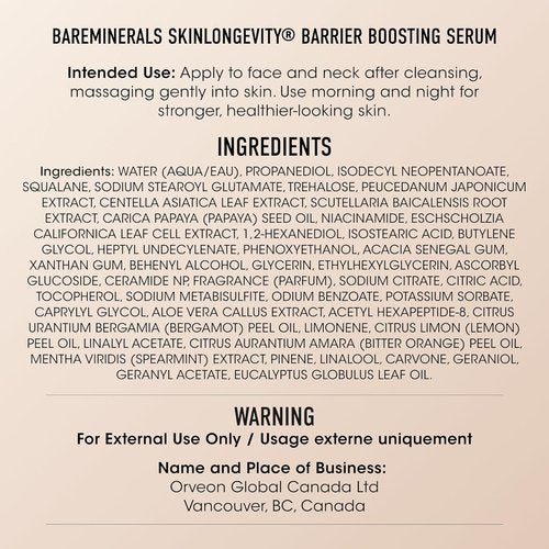 bareMinerals SKINLONGEVITY Serum - Hydrating Face Serum with Niacinamide | Strengthens Skin Barrier, 50ml