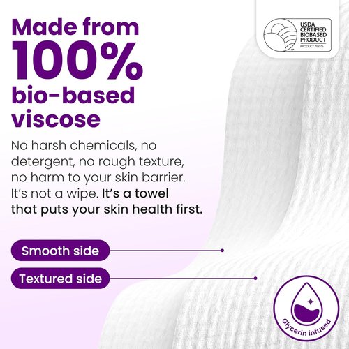 Clean Skin Club Healthy Aging Clean Towels® XL, Smooths Fine Lines Wrinkles & Texture in 6 weeks, Treated for Extra Softness, Disposable Face Towels, Anti Aging Makeup Remover Dry Wipe, 50 count
