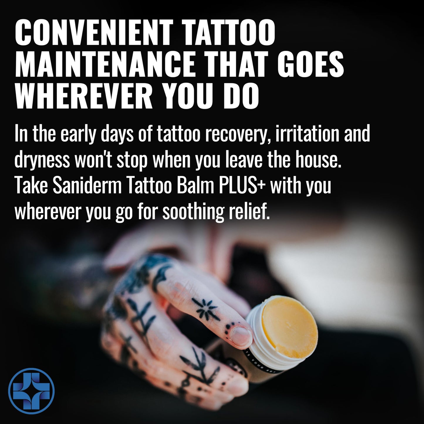 Saniderm Tattoo Aftercare Balm PLUS+ - Large (2.0 oz) – Petroleum Free, Organic Tattoo Moisturizer Infused with Colloidal Silver, Lavender Oil, and Other Natural Ingredients