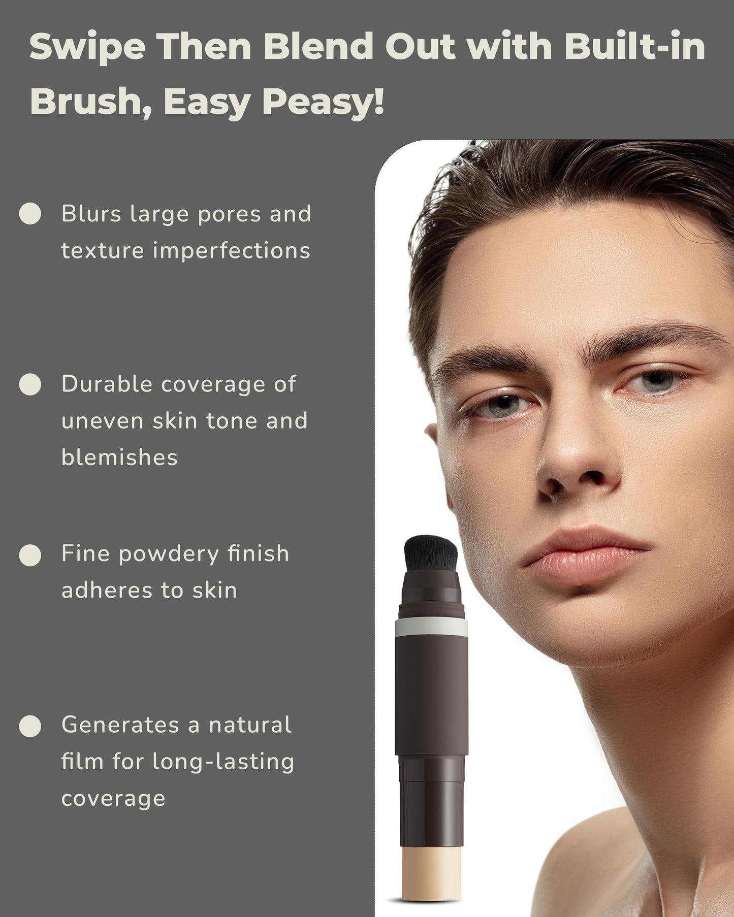 OBgE Natural Cover Foundation #21 (Ivory, 0.5oz) - Stick Foundation with Brush for Flawless Skin Tone Correction and Coverage. Long-Lasting Wear for Daily Use.