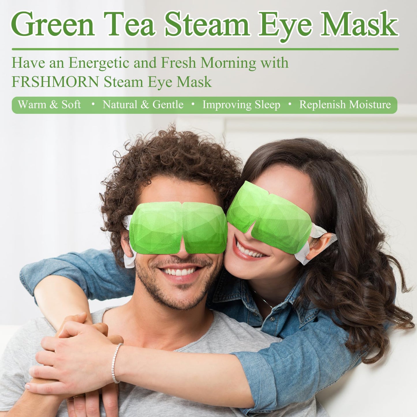 FRSHMORN Steam Eye Mask, Heated Eye Mask for Sleep, Warm Compress for Eyes, Self Heating Disposal Eye Mask Comfortable Sleep Mask for Home, Office, Spa, Travel Essentials (Green Tea, 32 Packs)