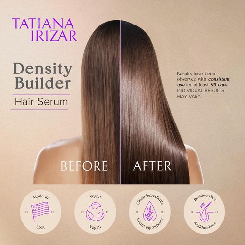 Hair Thickening Serum - Hair Density Serum Builder for Women Made in USA 30ml - Clinically Proven Scalp Treatment Non-Greasy - Biotin, Argan, Caffeine & Pea Peptides - Thinning, Fine or Damaged Growth