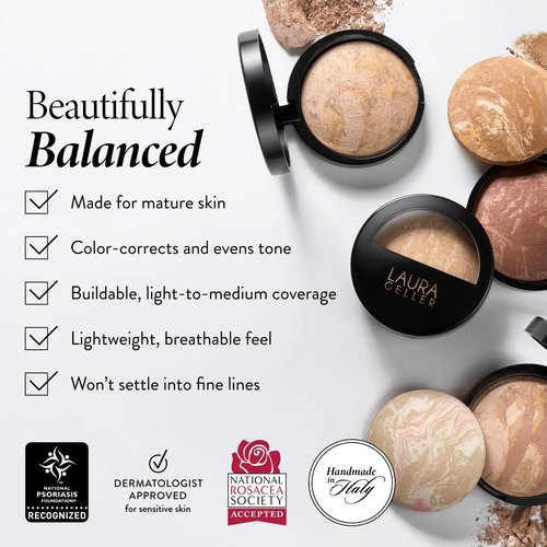 LAURA GELLER NEW YORK Baked Balance-n-Brighten Foundation with Kabuki Brush Makeup Set, Fair