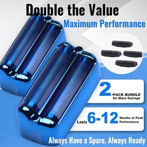 BaBylissPRO Replacement Shaver Foil & Cutter Heads - 2-Pack for FXONE BlackFX Double Foil Shaver | Durable Blue Design