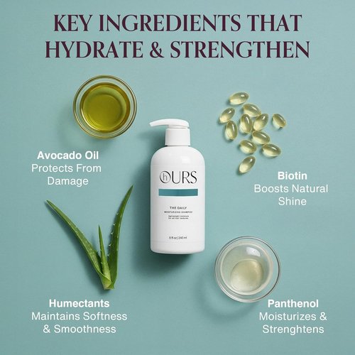 hOURS Daily Moisturizing Shampoo - Sulfate-Free Cleanser with Biotin & Avocado Oil | 8 oz for All Hair Types