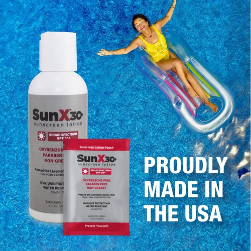 CoreTex Sun X SPF 30+ Sunscreen Packets - Travel Size Bulk Pack of 100 | Paraben & Oxybenzone Free, Water Resistant