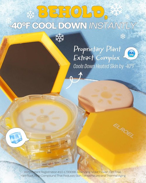 ELROEL Pang Pang Sun Cushion Plus - Lightweight Hypoallergenic Sunscreen with Puff Sponge - SPF50+ PA++++ (0.53 oz)