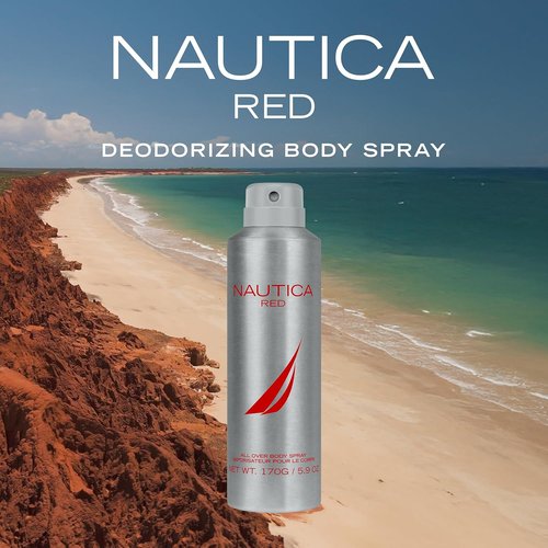 Nautica Deodorizing Body Spray for Men - Aromatic Fougere Fragrance with Black Pepper & Lavender, 6oz