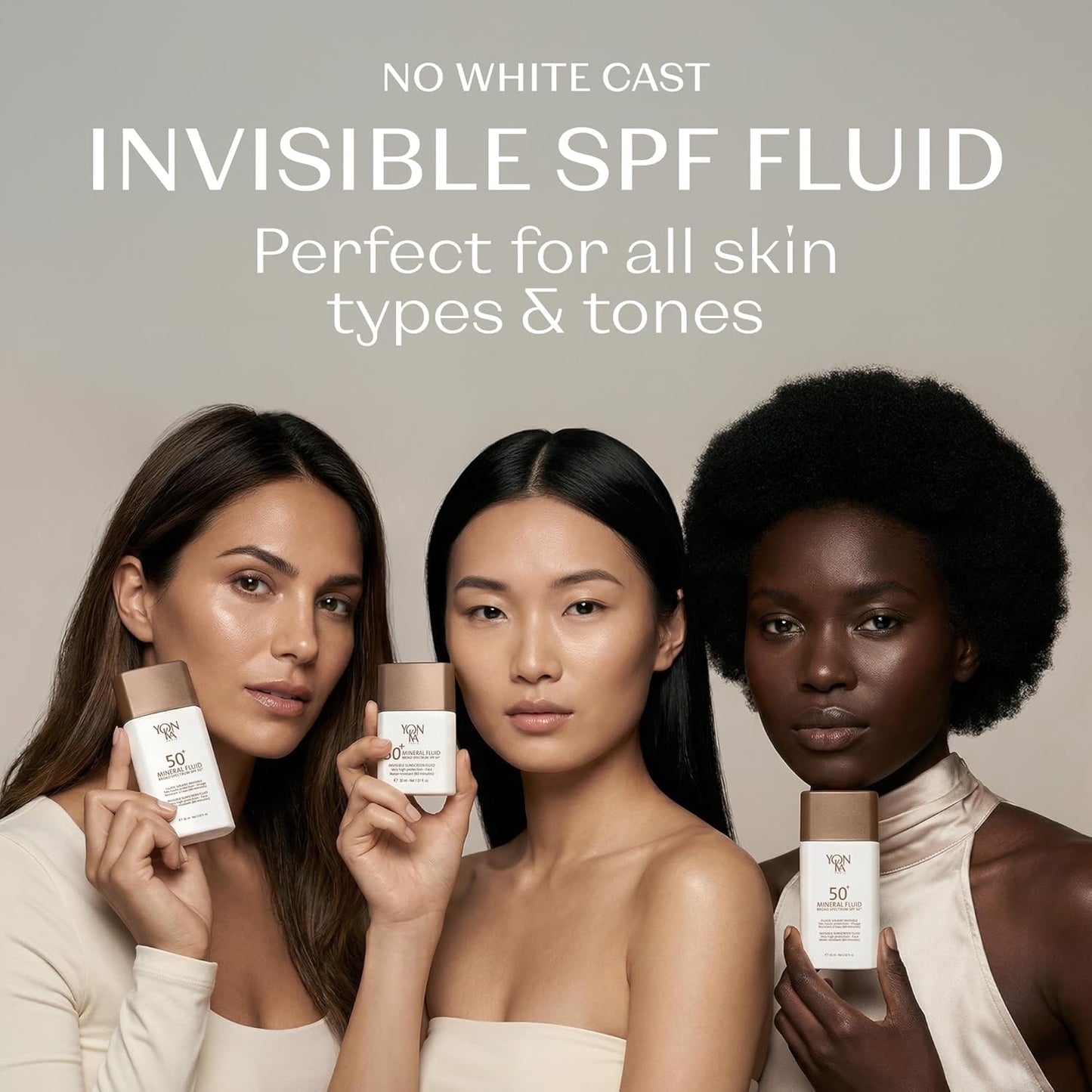 YONKA PARIS SPF 50 Mineral Fluid - Weightless Sheer Sunscreen with No White Cast | Fragrance-Free, Water-Resistant Daily Protection