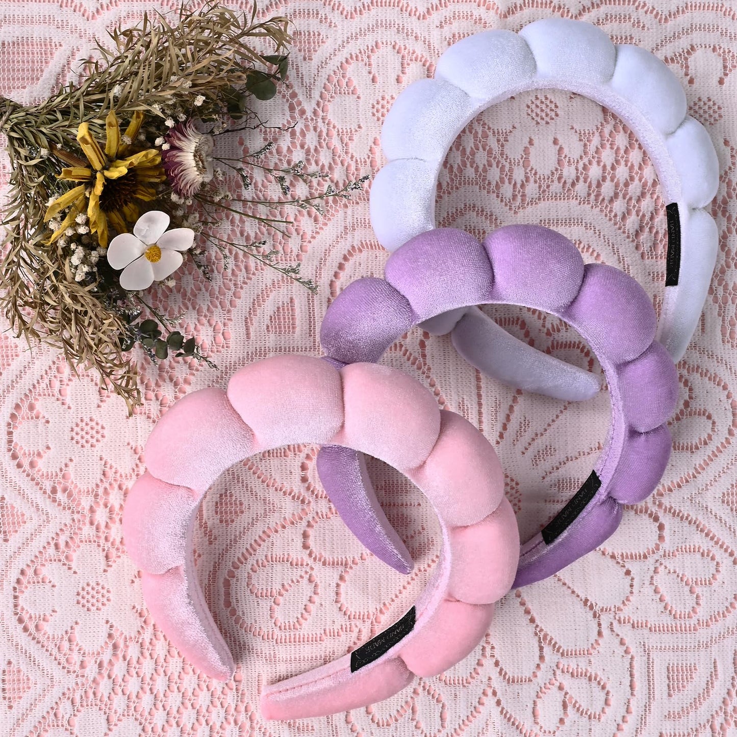RAISEY 10 Pcs Velvet Cloth Spa Headbands for Women - Soft Hair Band for Makeup Application, Face Wash, and Beauty Routines