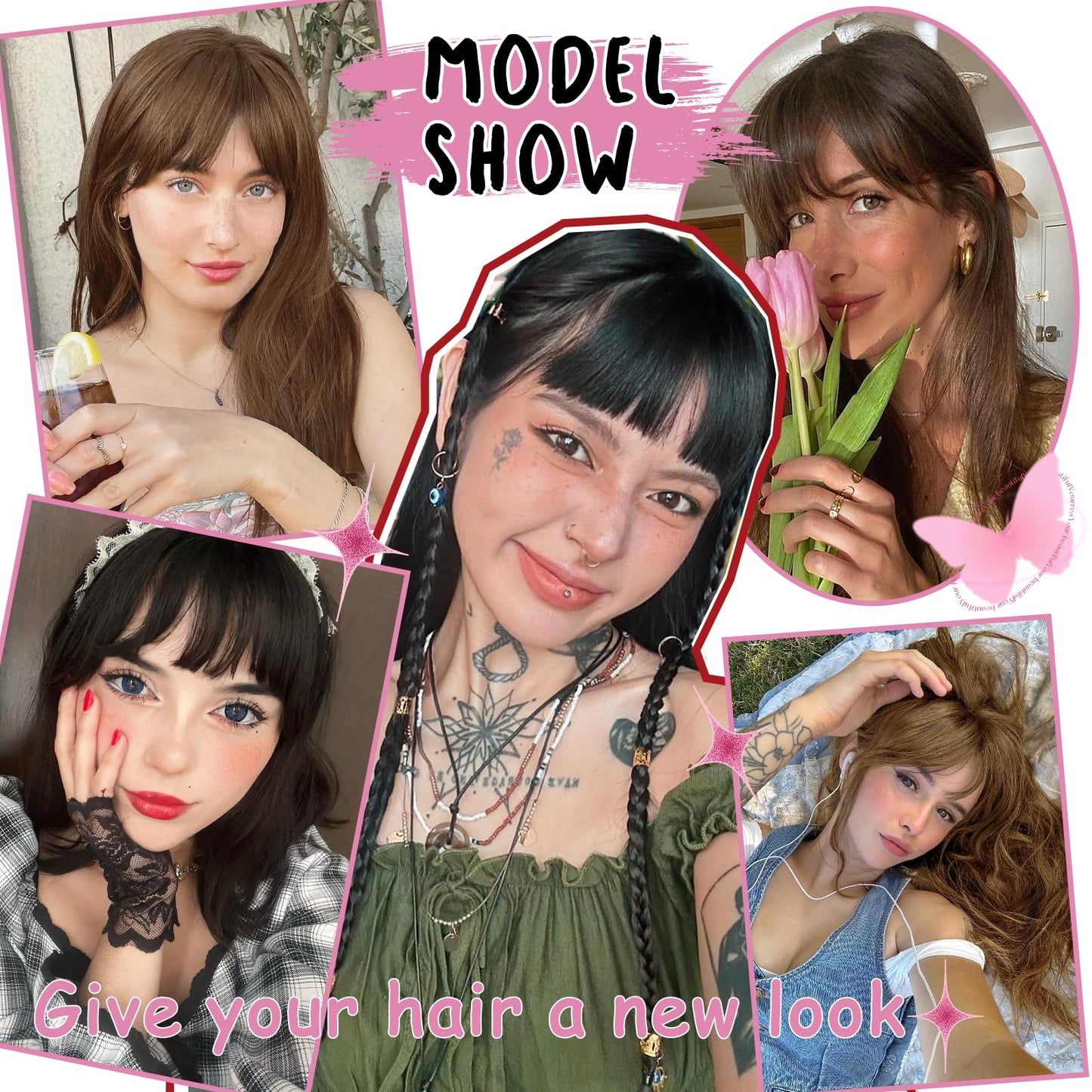 MORICA Bangs Hair Clip, 360° 3D Cover Clip in Bangs 100% Real Human Hair Toppers with Bangs,Hair pieces Clip on Bangs for Women Fake Bangs for Daily Wear (Brown Black, 5×7 3D Bangs)