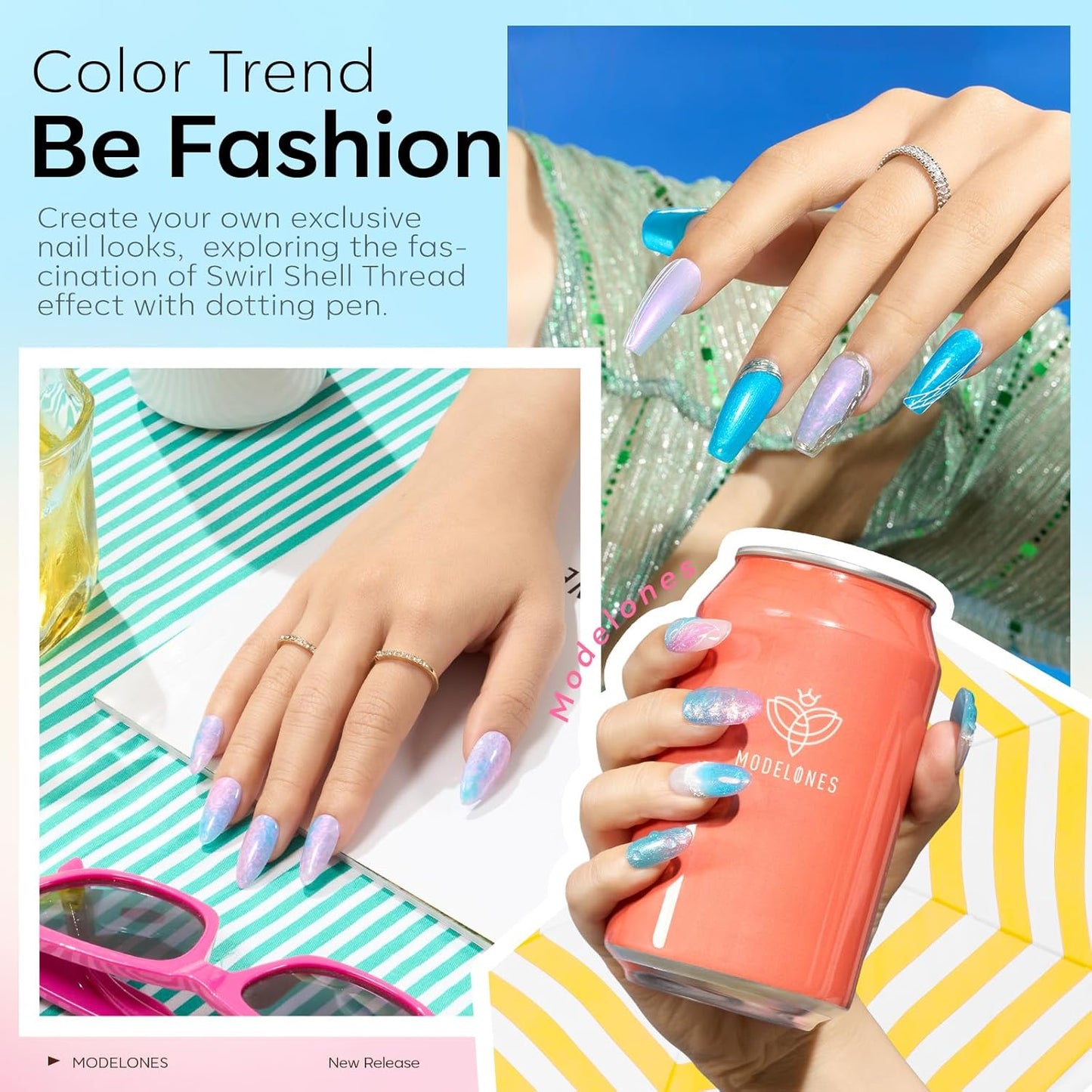 modelones Pink Gel Nail Polish Set, 6 Colors Light Soft Pink White Nude Pink Soak Off Nail Art Gel Design Manicure Kit Salon DIY Home Gift for Women Girlfriend Girl