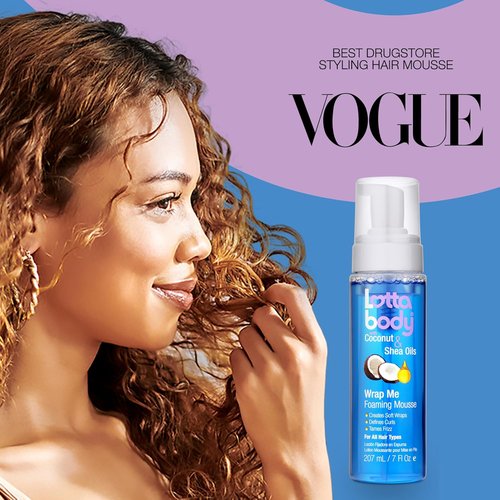 Lottabody Wrap Me Foaming Mousse - Lightweight Curl-Defining & Frizz-Control Formula with Coconut & Shea Oils | 7 oz