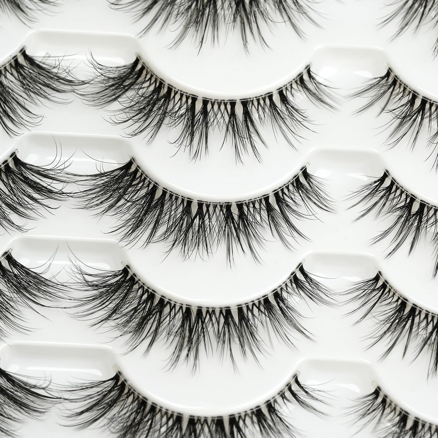 False Eyelashes Natural Look 14mm Long Wispy Lashes Strip Clear Band 14 Pairs 3D Faux Mink Fluffy Cat Eye Fake Lashes Soft Lightweight Pestañas Postizas Naturales by EMEDA(FF4)