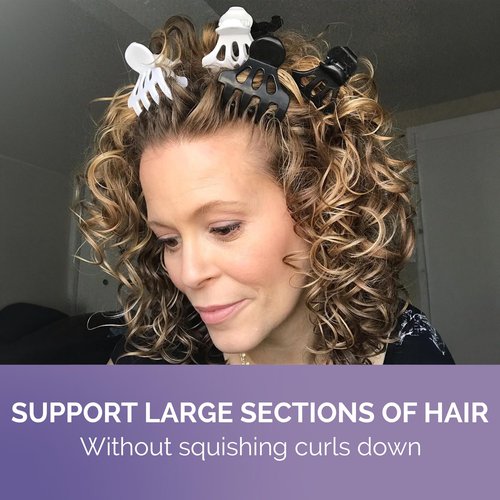 Curl Keeper Claw Clips for Thick & Thin Hair, Roller Jaw Clamps (12-Pack) - Wide Teeth Large Hair Clips for Women - Supports & Creates Volume - Hair Styling Accessories are Lightweight & Easy Clean