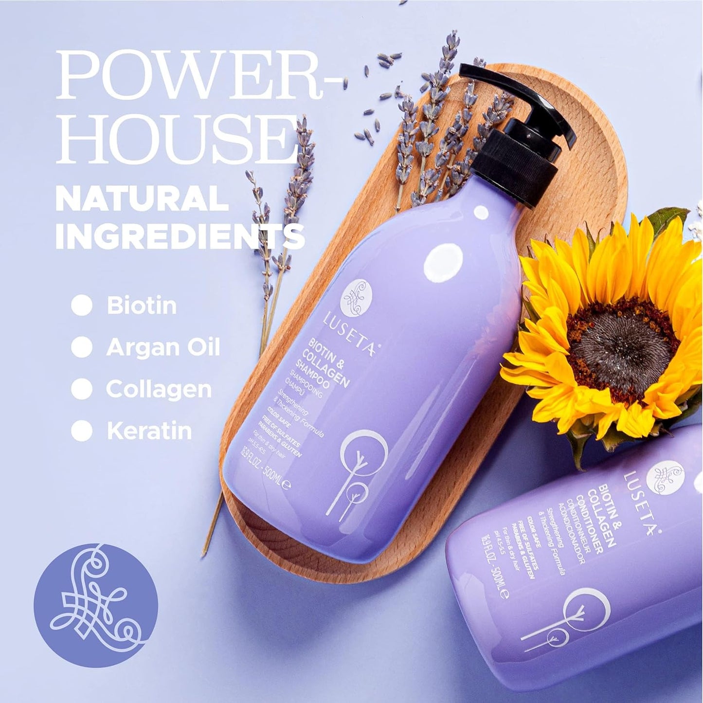 Luseta Hyaluronic Acid Moisturizing Shampoo & Conditioner Set for Dry and Damaged Hair, Sulfate Free Shampoo and Conditioner for Women Infused with Argan Oil and Shea Butter Paraben-Free2 x 16.9oz