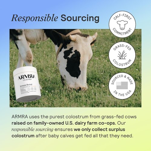 ARMRA Colostrum Powder - Unflavored Gut Health Supplement for Immunity & Skin | 120 Servings