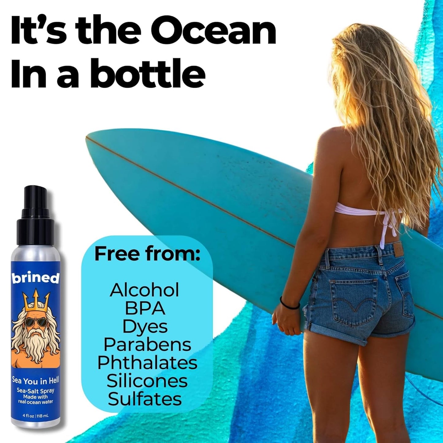 Sea Salt Spray for Hair by Real Ocean | Texturizing Beach Waves & Volume | Aloe, Kelp & Vitamin B5 | 4oz