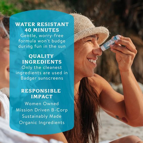 Badger Mineral Sunscreen Face Stick - SPF 35, 97% Organic, Unscented, Coral Reef Safe | Travel Size .65 oz
