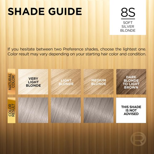 L'Oreal Paris Superior Preference Luminous Fade-Defying Permanent Hair Color, Hair Dye For Up to 9 Weeks of Radiance, Light Silver Blonde 8S, 1 Hair Dye Kit