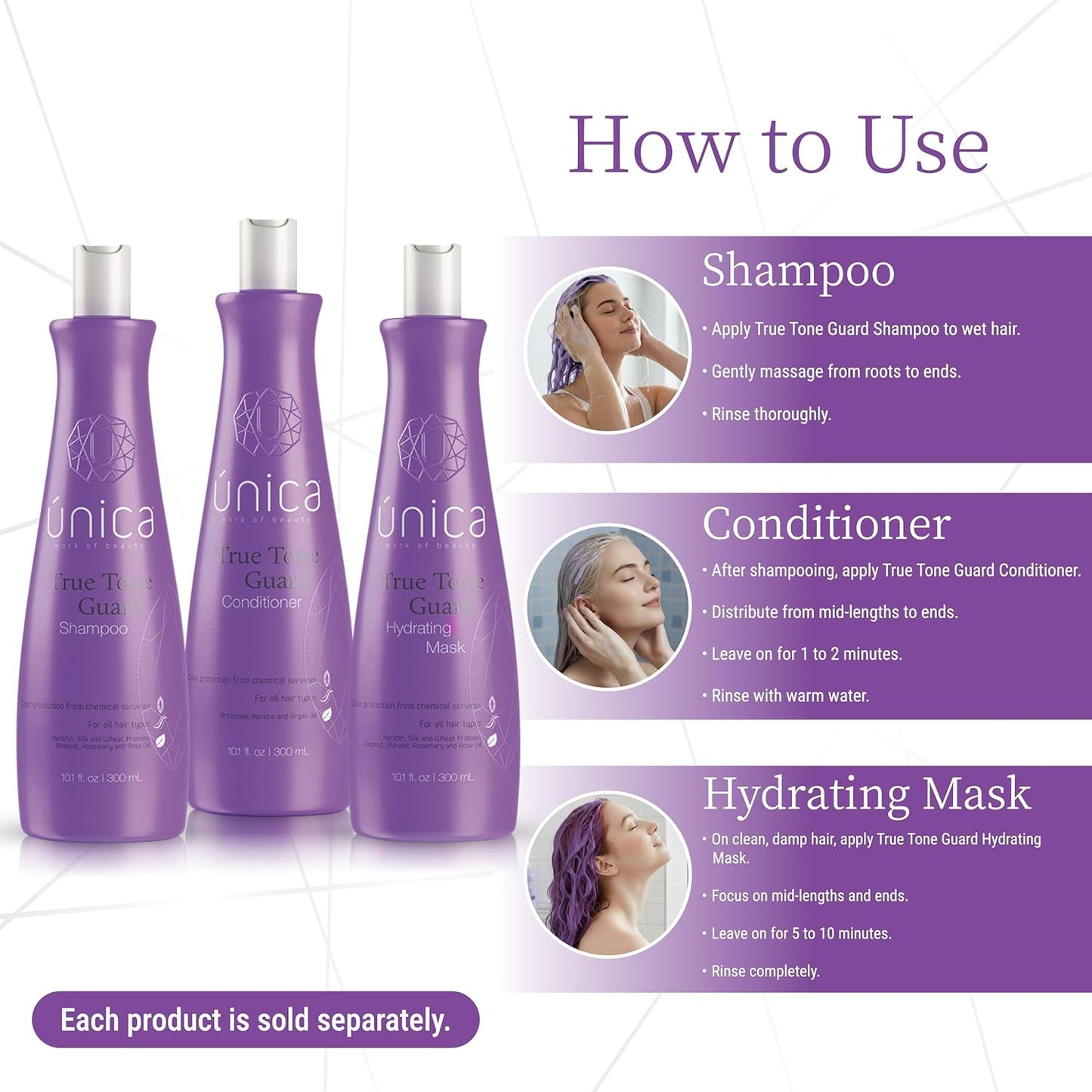 UNICA True Tone Guard Color-Safe Shampoo - Strengthen & Shine with Soy Protein & Botanical Extracts - 10 oz
