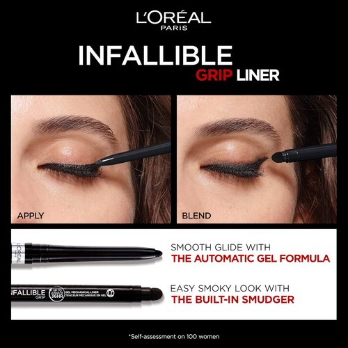 L'Oreal Paris Infallible Grip Gel Eyeliner Pencil - Waterproof, Smudge-Resistant, 36HR Wear | Brown Denim, 0.01 Oz