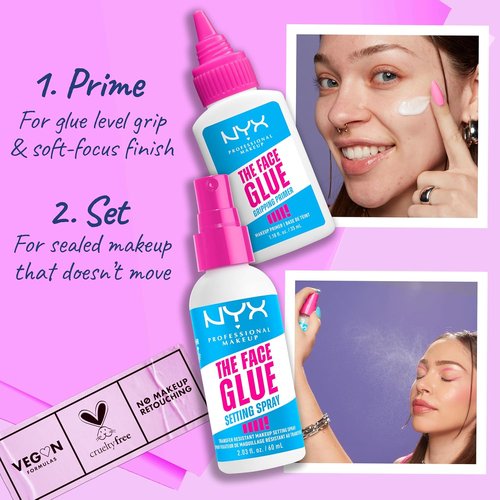 NYX Professional Makeup Face Glue Setting Spray - Transfer-Resistant & Waterproof | 24HR Makeup Wear