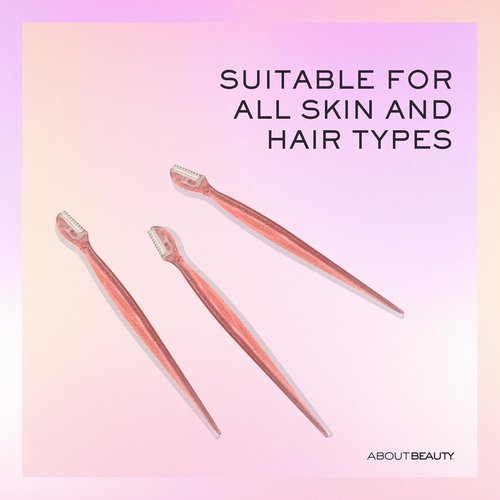 About Face Facial Razor & Eyebrow Shaper - 3 Ct for Peach Fuzz Removal & Precise Eyebrow Shaping