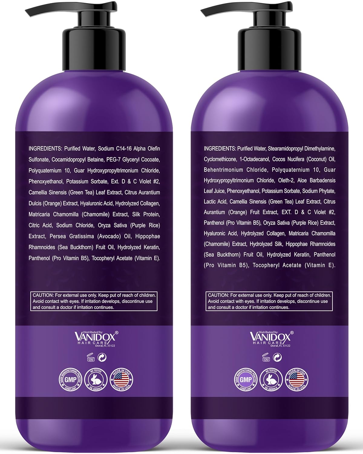 VANIDOX Purple Shampoo & Conditioner Set - Sulfate-Free, Moisturizing for Grey & Silver Hair | 16 fl oz Each