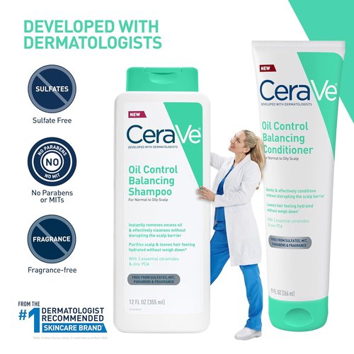 CeraVe Oil Control Conditioner - Hydrating Formula with Ceramides & Hyaluronic Acid | 9 oz, Sulfate-Free