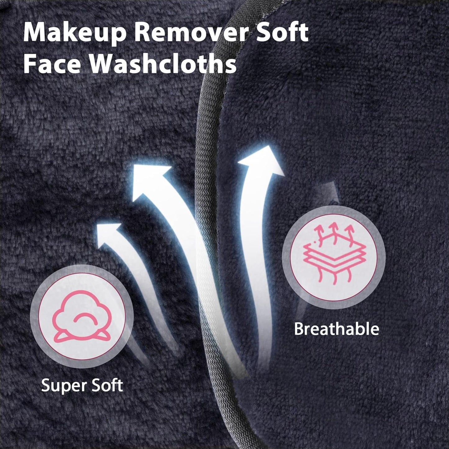 Skiennix Makeup Remover Cloths - Reusable Microfiber Cleansing Pads, 5x5 Inch, 6 Pack (Black)