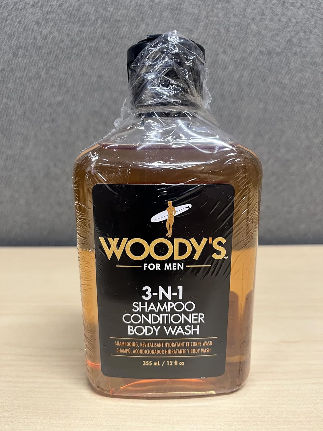 Woody's 3-in-1 Shampoo | Conditioner & Body Wash for Men - Travel-Size All-in-One Cleanser, 12 fl oz