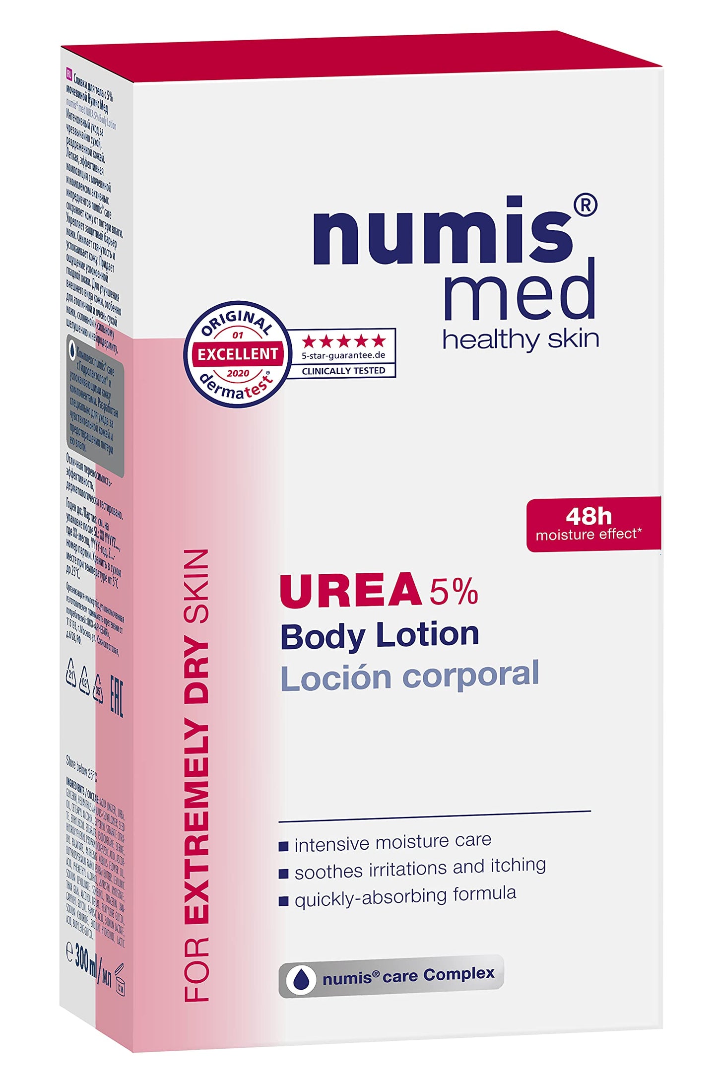 Numis Med UREA 5% Body Lotion for Extremely Dry Skin, Itchy Flaky Skin, Atopic Dermatitis, Psoriasis, 48-Hrs Moisturizing, Free of Allergy Cause Fragrances, Restore Skin Natural Protective Layer 300ml