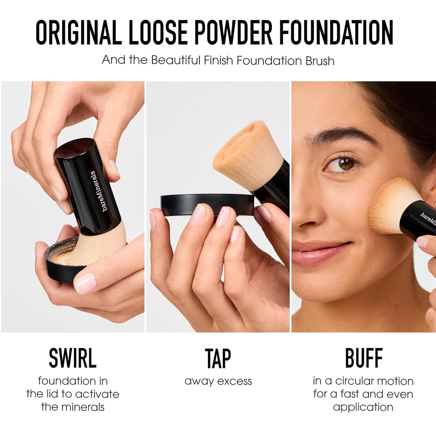 bareMinerals Original Get Started Kit - 3-Piece Makeup Set with Full-Sized Foundation SPF 15 & Brush