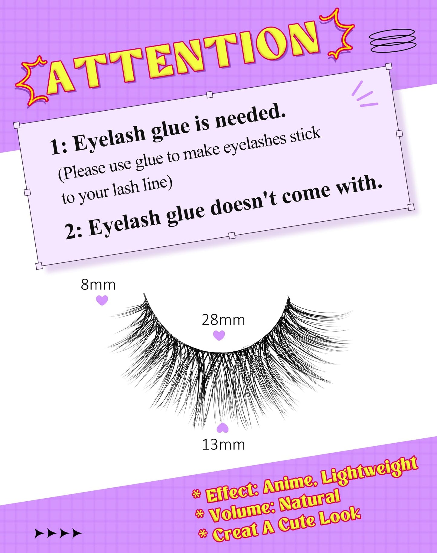 Onlyall Natural Lashes Wispy Lashes Natural Look False Eyelashes Natural Flared Eyelashes False Eye Lashes Soft Fluffy Lashes 7 Pairs D6 Volume-13mm