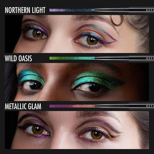 BEPHOLAN Metallic Eyeliner Pencil - Waterproof Glitter Eye Liner in Blue Purple Shifting Colors | 24h Long-Lasting