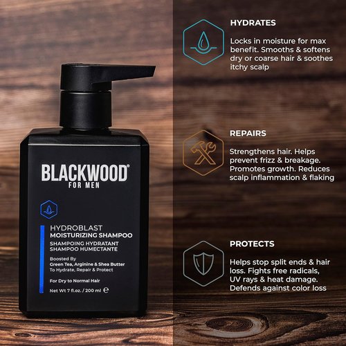 Blackwood For Men Hydroblast Moisturizing Shampoo - Nourishing Formula for Coarse, Dry Hair - 7 Oz
