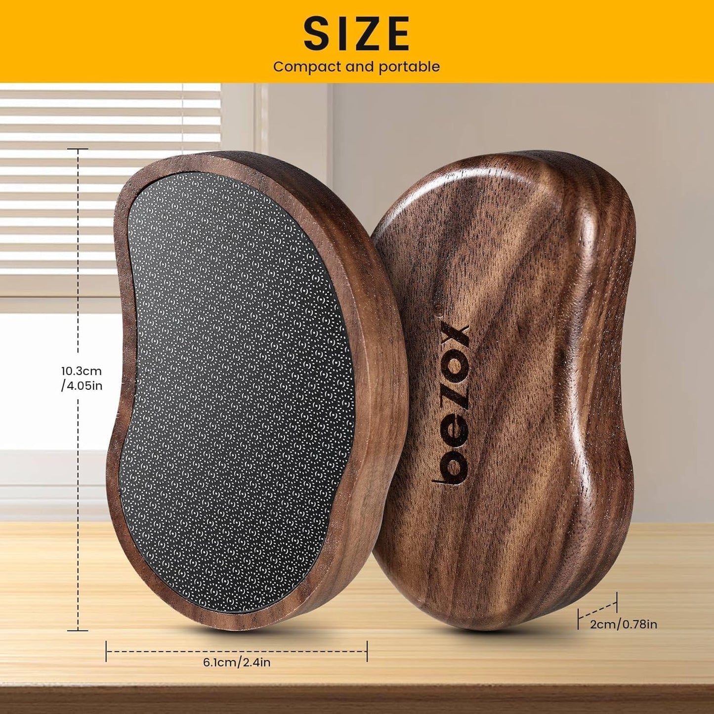 BezoX Glass Foot File - Nano-Glass Pumice Stone Scrubber for Silky Smooth Feet | Portable Pedicure Tool with Walnut Wood Handle