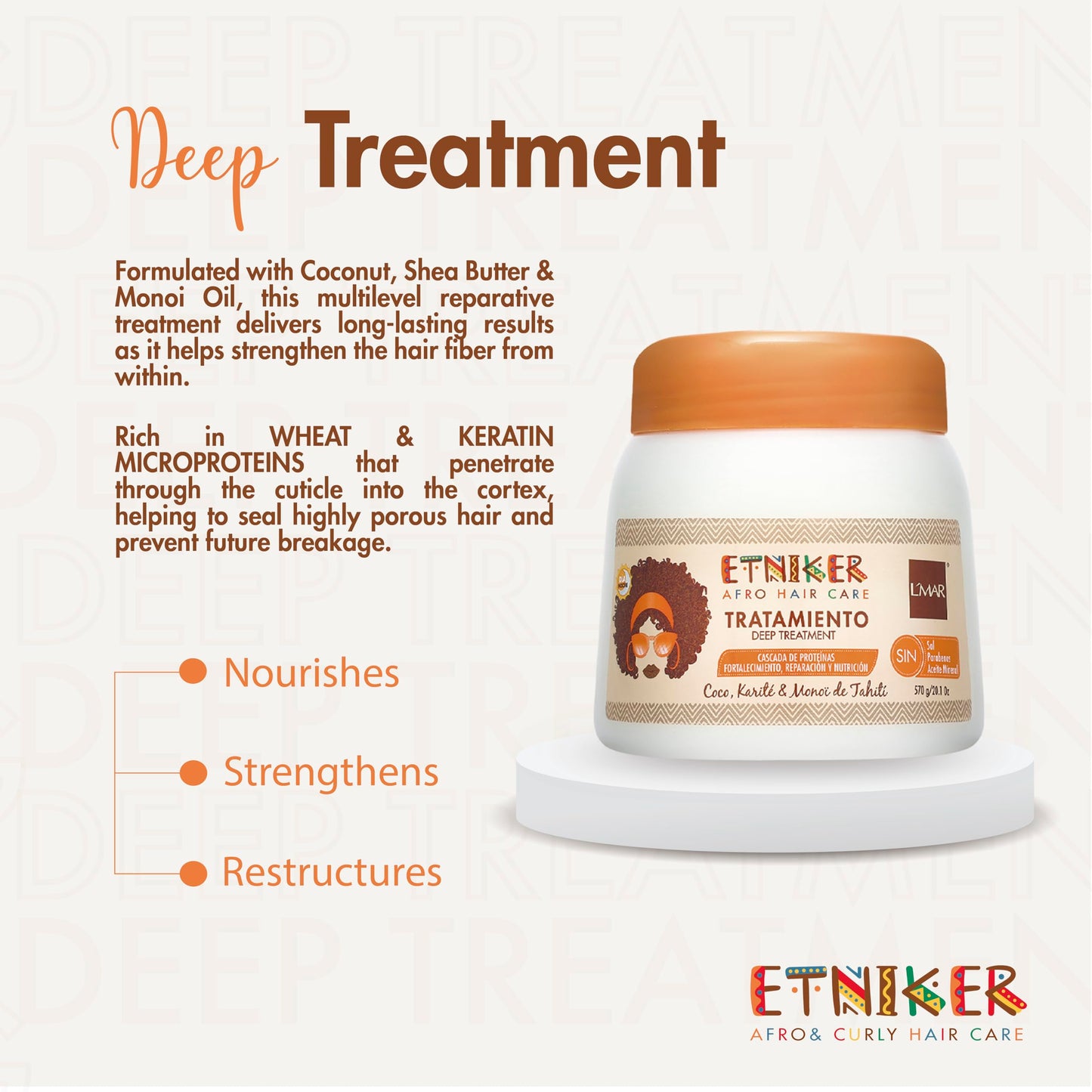 Etniker Deep Treatment Curly or Afro Hair Cocout Karite L'mar | Lmar Tratamiento Profundo Capilar - Cabello Rizado u Ondulado 20oz-570gr