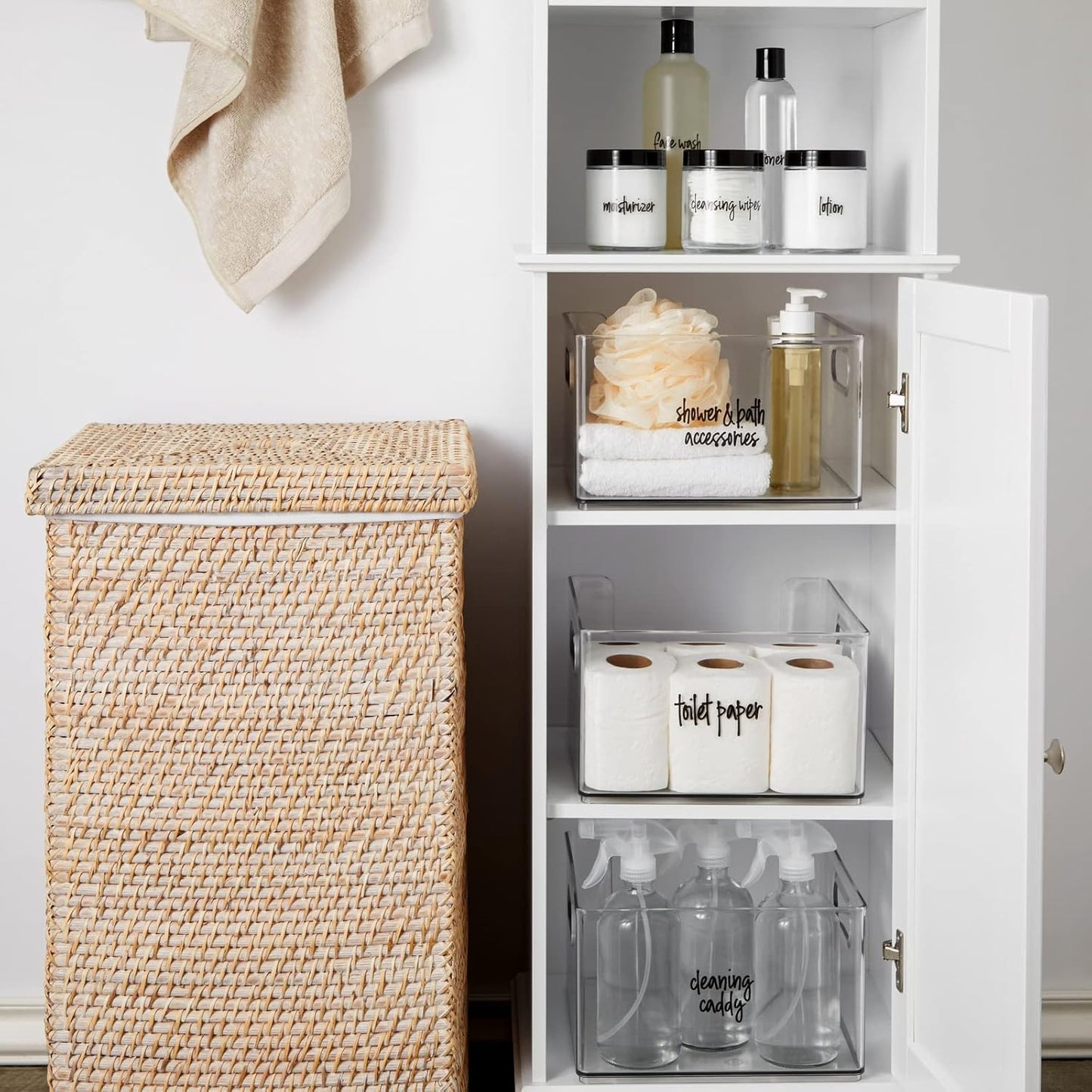 Transparent Vinyl Kitchen & Bathroom Labels - 192 Waterproof Stickers for Jars & Makeup Storage