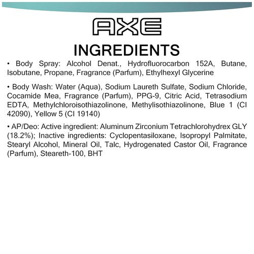 AXE Apollo Grooming Gift Set - Body Spray, Antiperspirant & Deodorant Stick, Body Wash | 3 Count