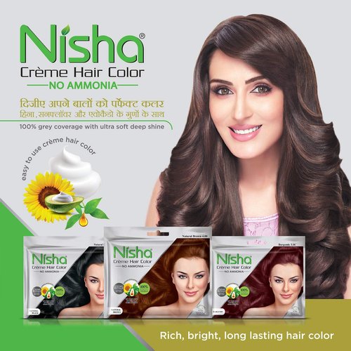 Nisha Creme Permanent Hair Dye - 100% Gray Coverage | Rich Flame Red Color Kit, 40g / 1.41oz