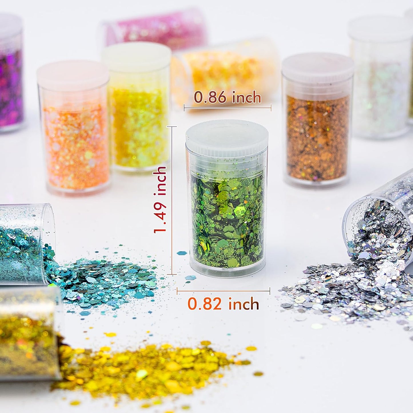 Holographic Chunky Glitter Sequins, 12 Colors Mixed Cosmetic Glitter for Face Body Eye Hair Nail Art Lip Gloss Makeup, Festival Glitter with Different Hexagons Size and Stars (Laser Mix)