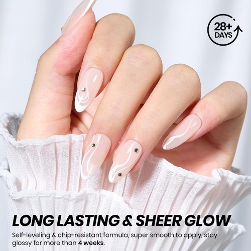 Beetles Nude Gel Polish, 15ml Jelly Neutral Nude Gel Nail Polish Set Translucent Effect Nail Concealer Soak Off UV Spring Summer French Nail Art Design Gift for Women