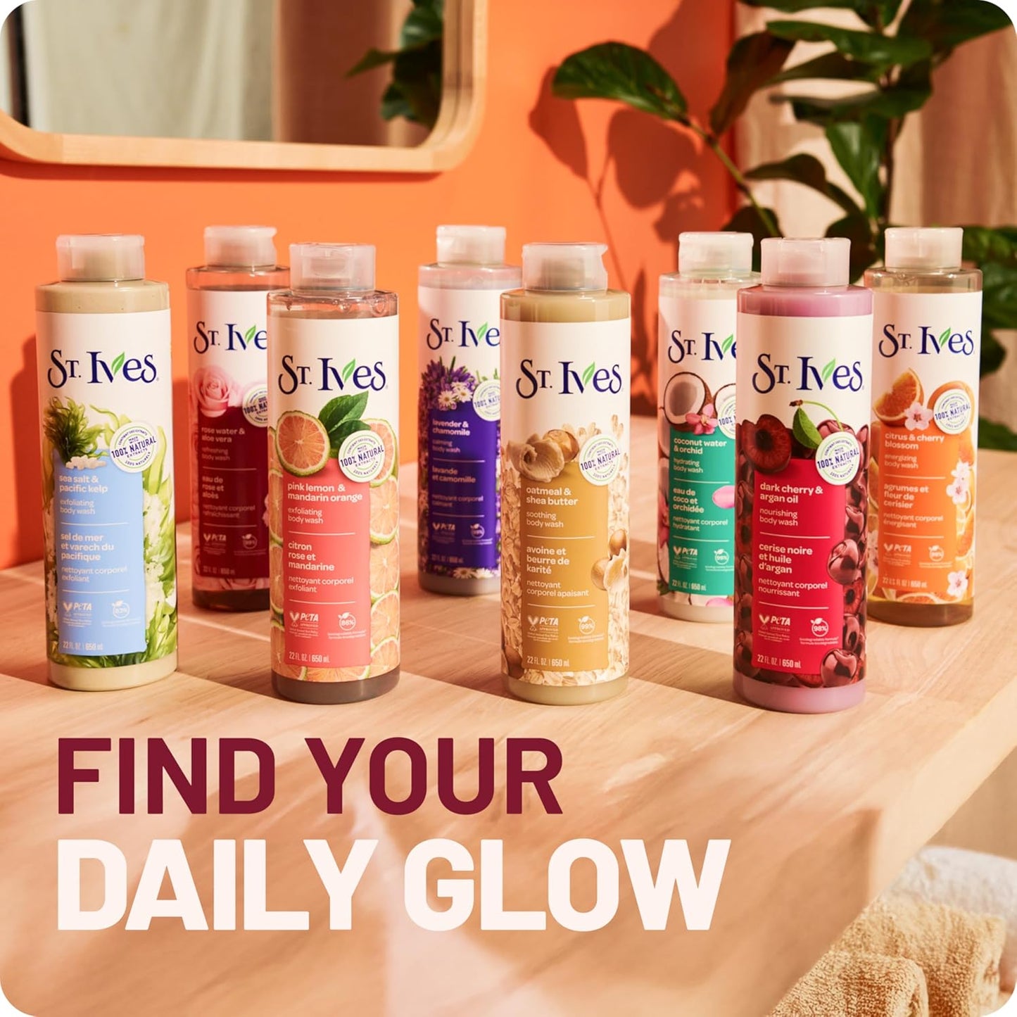 St. Ives Body Wash - Nourishing Dark Cherry & Argan Oil Formula | 100% Natural Extracts, 22oz