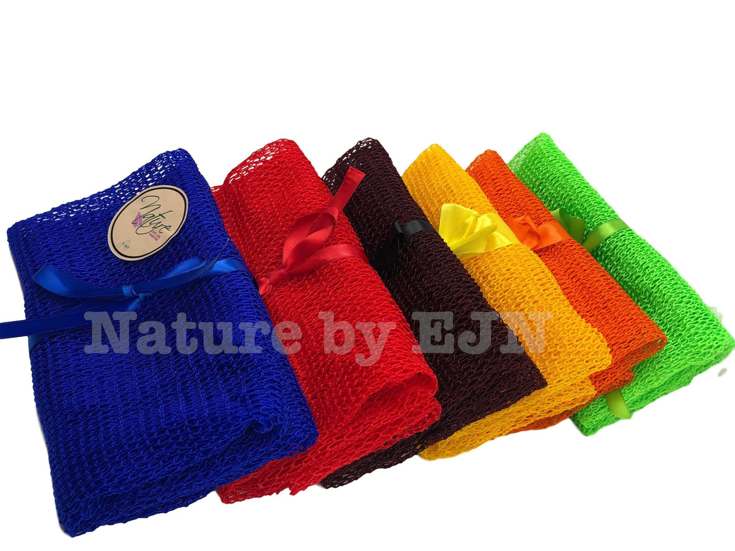 Nature by EJN - Net Bath Sponge, Ghana N1 Weave, Long, Skin Exfoliation, African, Porous, Stretches Horizontally to Approximately 49" (Chartreuse Green)