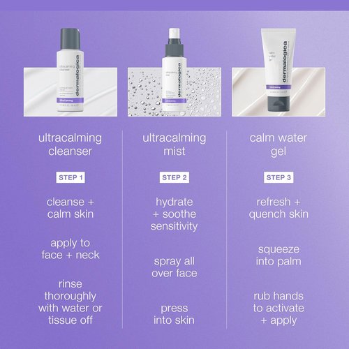 Dermalogica Sensitive Skin Rescue Kit - Set Contains: Face Wash, Toner, and Face Moisturizer - Skin Care To Calm, Soothe and Minimize Irritation