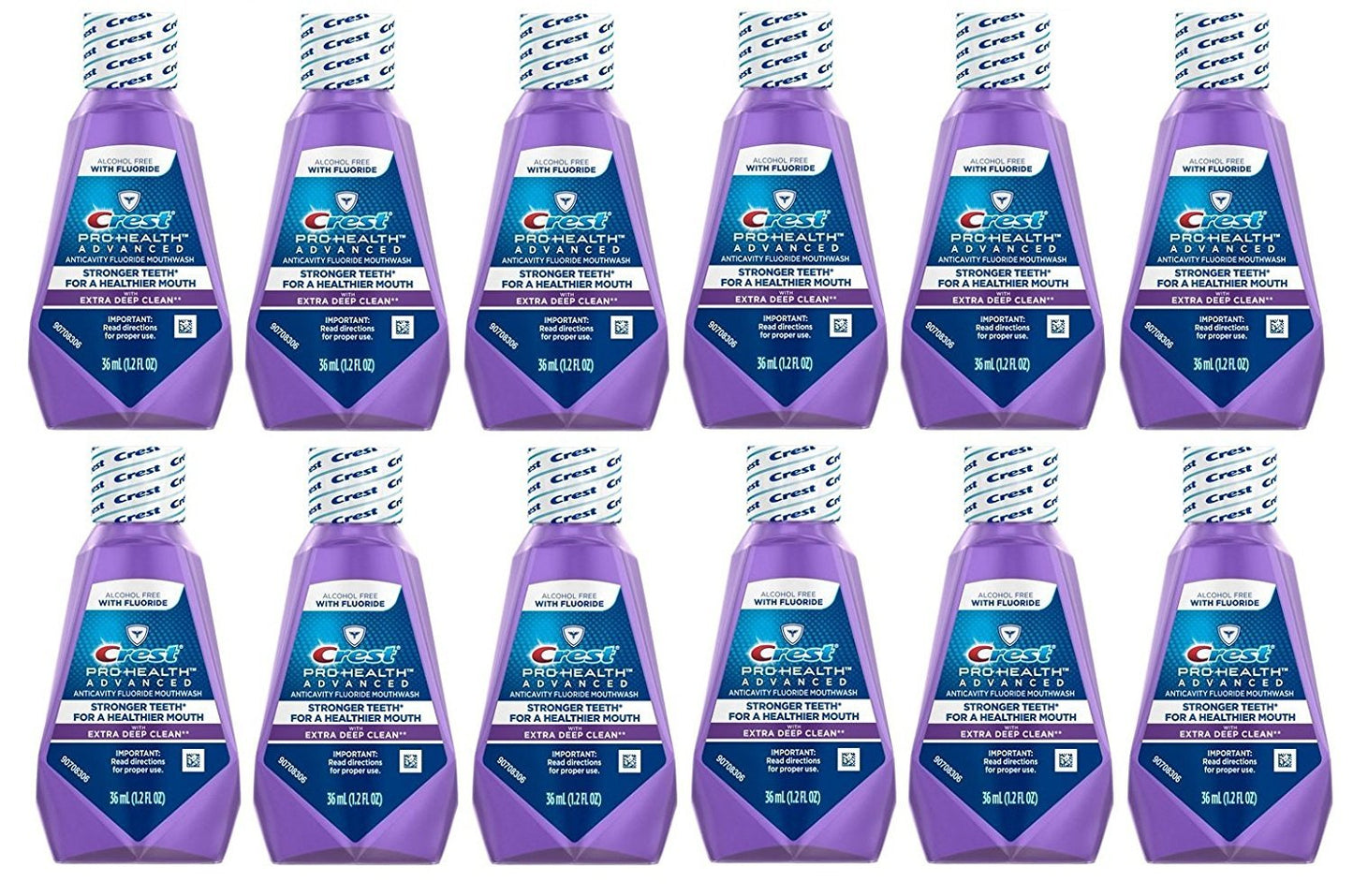 Crest Pro-Health Advanced Anticavity Fluoride Mouthwash/Rinse, Alcohol Free, Travel Size 36 ml,1.22 Fl Oz (Pack of 12)